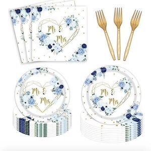 24 Guests Mr and Mrs Bridal Shower Party Supplies, NEW
